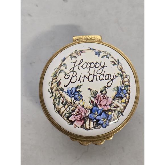 Kingsley Enamels 'Happy Birthday' Porcelain Floral Trinket Box - Picture 2 of 5